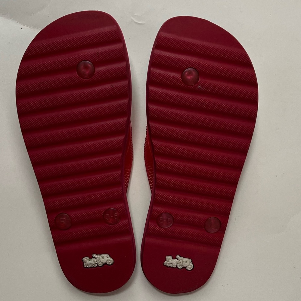 Coach Women's Red Floral Sandals - Picture 2 of 2
